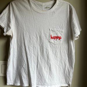 HAPPY EMBROIDERED POCKET TSHIRT